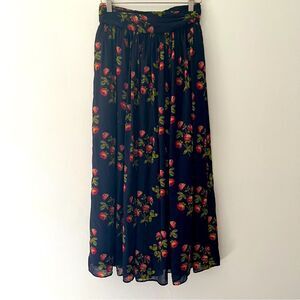 Point Sur Long Skirt Floral Black Cottage Dark Romantic Size 0